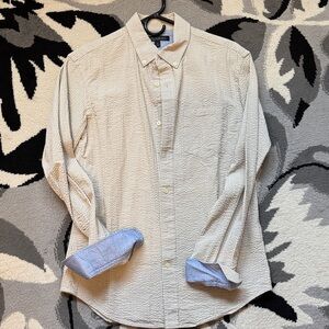 Banana Republic Men's Light Beige Checkered Shirt